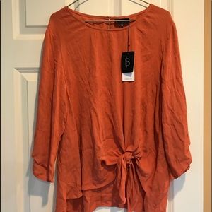 Bobeau Orange Tie Shirt